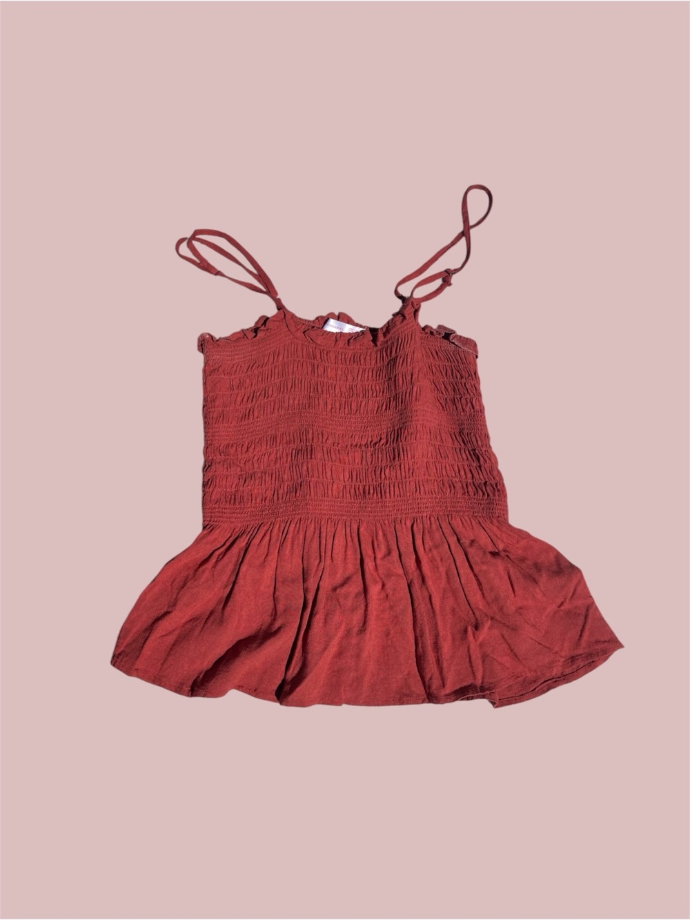 No Boundaries Red Smocked Peplum Cami Tank Top